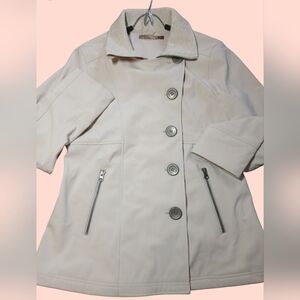 Prana Cream Waterproof Trench Coat with Button Detail